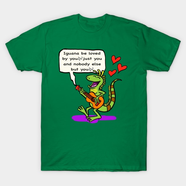 Iguana valentines serenade ❤️ T-Shirt by wolfmanjaq